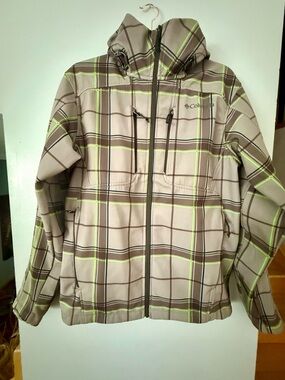 Vintage Columbia Omni-Shield Plaid Ski Jacket - Neon Green & Grey